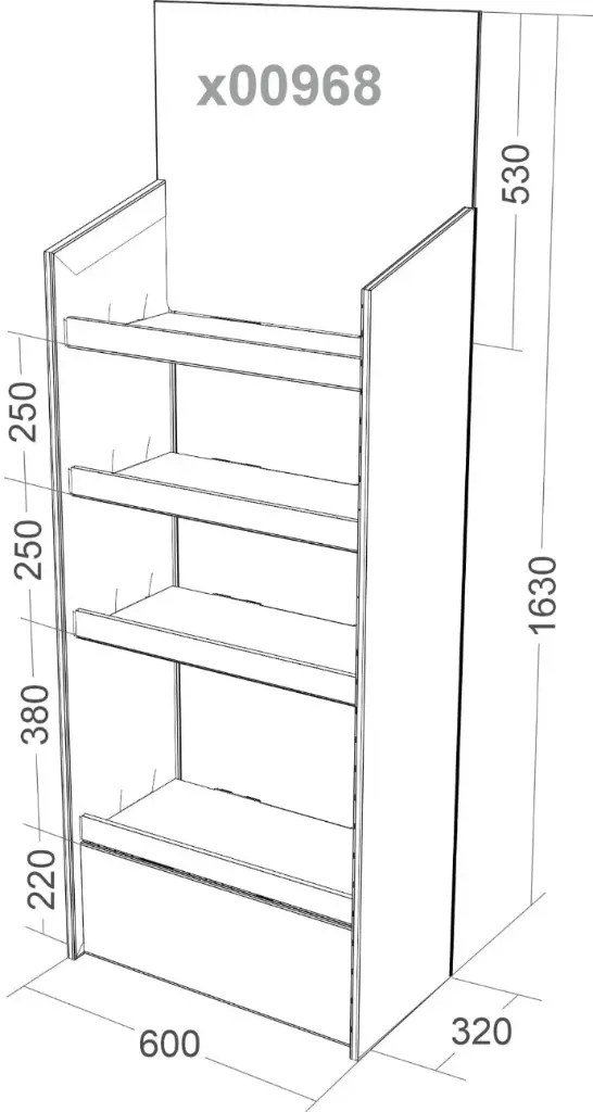 Дисплей картонний на 4 полиці